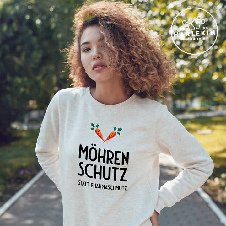 DIE MÖHRE: GRÜNZEUG SWEATER MÄDELS • MÖHRENSCHUTZ STATT PHARMASCHMUTZ - HELL-HARLEKINSHOP