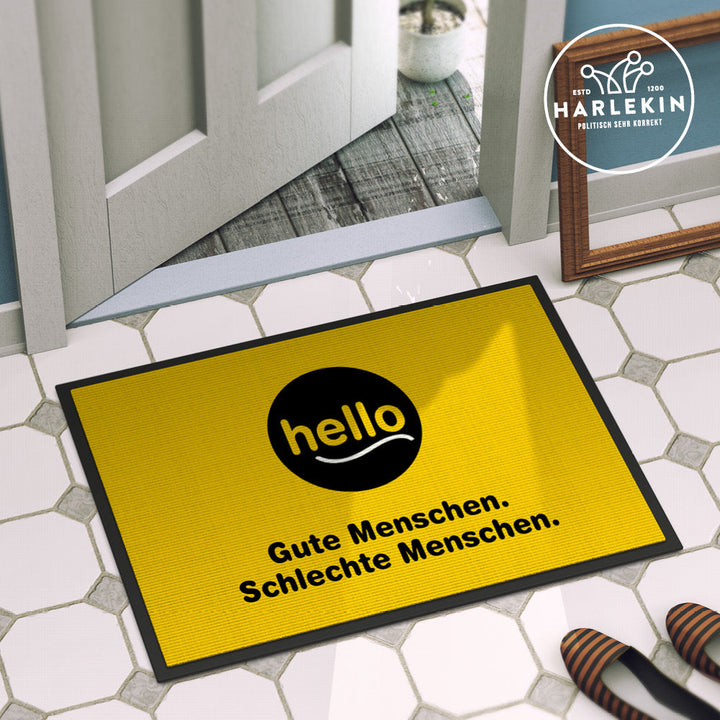 DIE WERBEANSTALT FUSSMATTE • HELLO: GUTE MENSCHEN SCHLECHTE MENSCHEN-HARLEKINSHOP