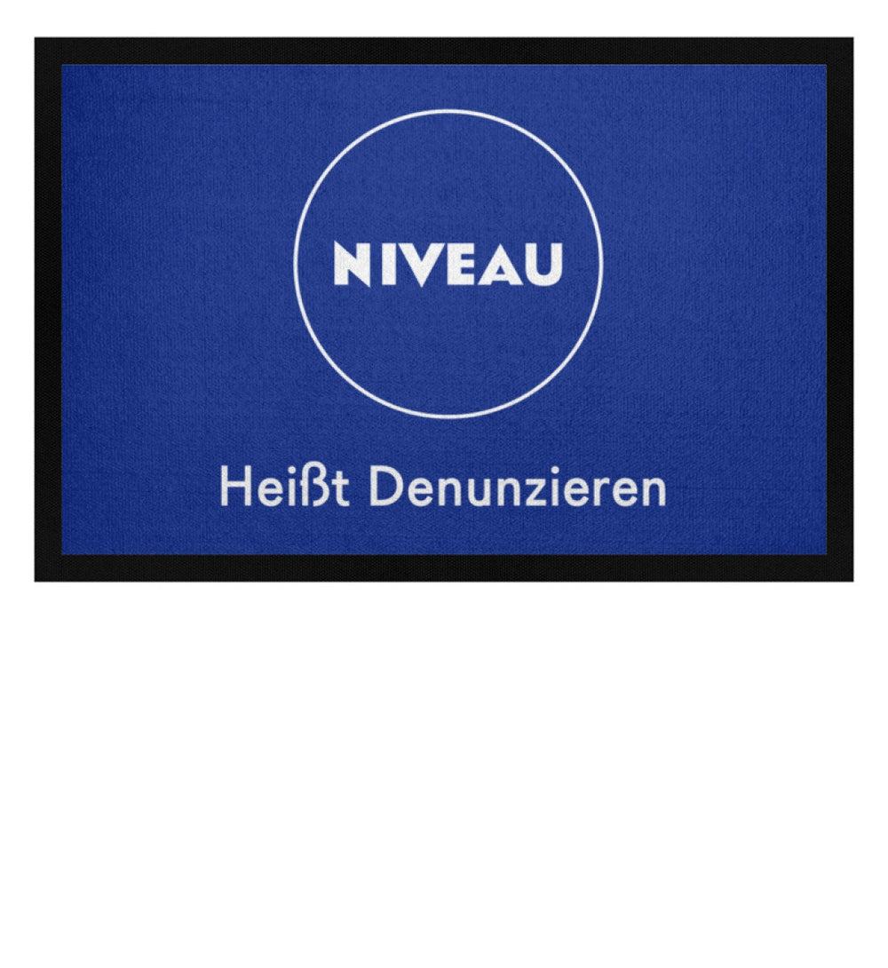DIE WERBEANSTALT FUSSMATTE • NIVEAU HEISST DENUNZIEREN-HARLEKINSHOP