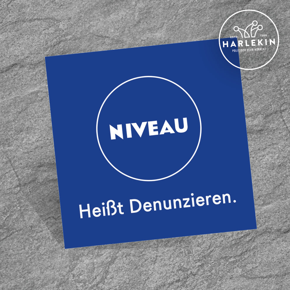 DIE WERBEANSTALT GROSSE STICKER / AUFKLEBER • NIVEAU HEISST DENUNZIEREN (10 STK.)-HARLEKINSHOP