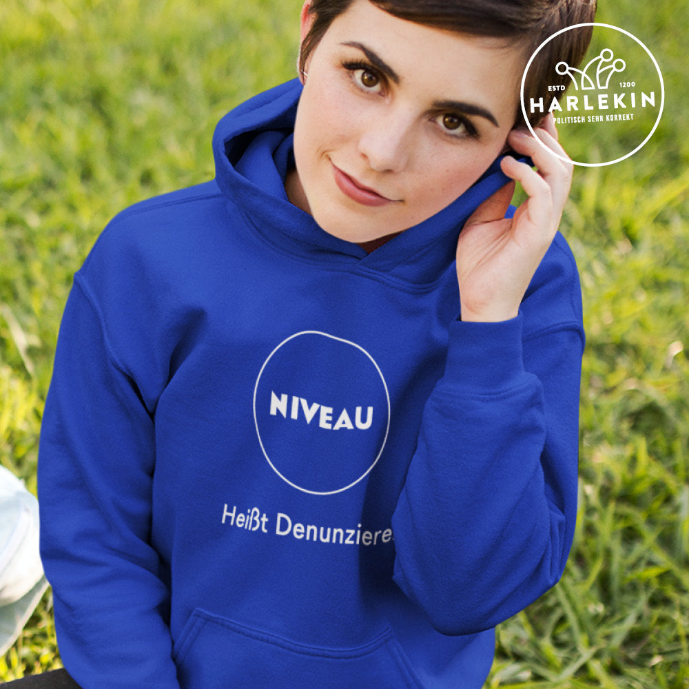 DIE WERBEANSTALT HOODIE MÄDELS • NIVEAU HEISST DENUNZIEREN-HARLEKINSHOP
