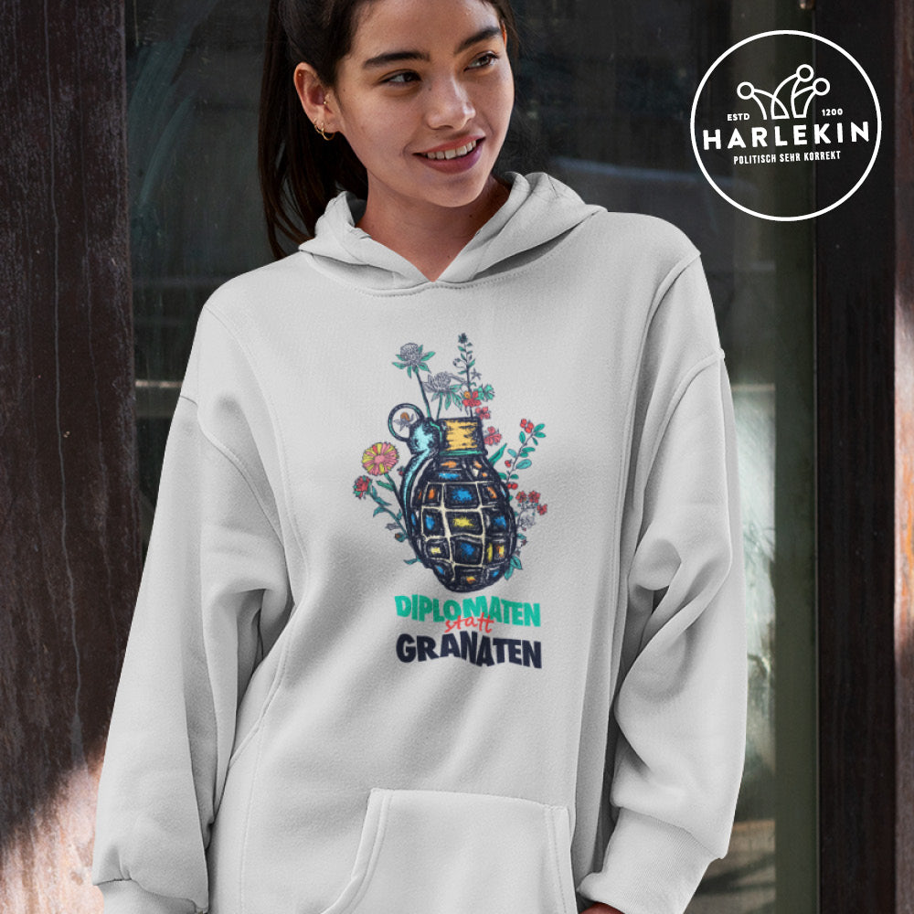 SPASSKULTUR HOODIEKLEID MÄDELS • DIPLOMATEN STATT GRANATEN