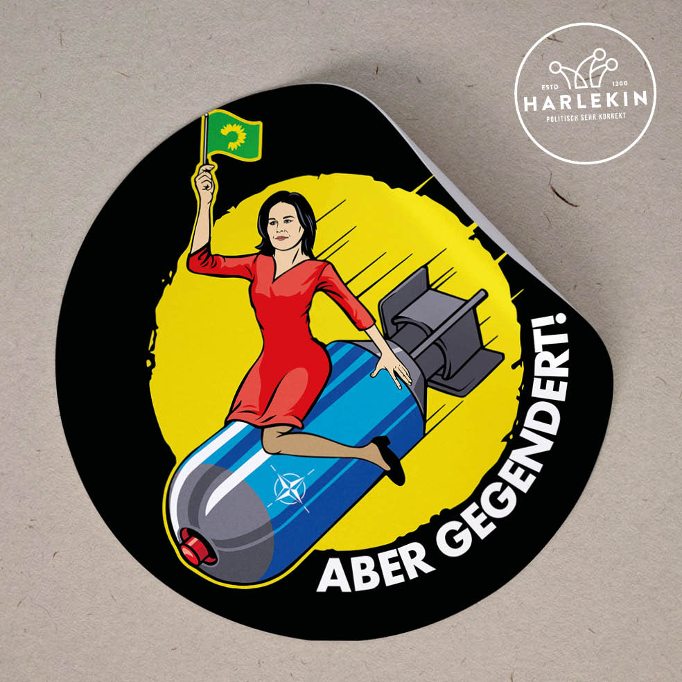 GROSSE STICKER / AUFKLEBER (10 STK.) • GRÜNE ATOMWAFFEN: ABER GEGENDERT!-HARLEKINSHOP