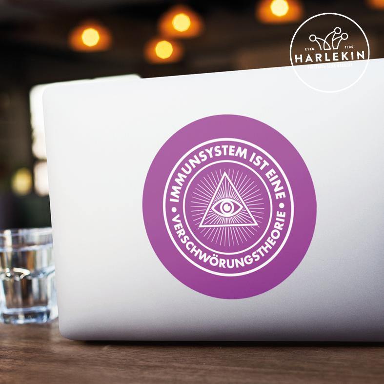 GROSSE STICKER / AUFKLEBER • IMMUNSYSTEM IST EINE VERSCHWÖRUNGSTHEORIE (10 STK.)-HARLEKINSHOP