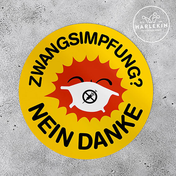 GROSSE STICKER / AUFKLEBER • IMPFPFLICHT? NEIN DANKE (10 STK.)-HARLEKINSHOP