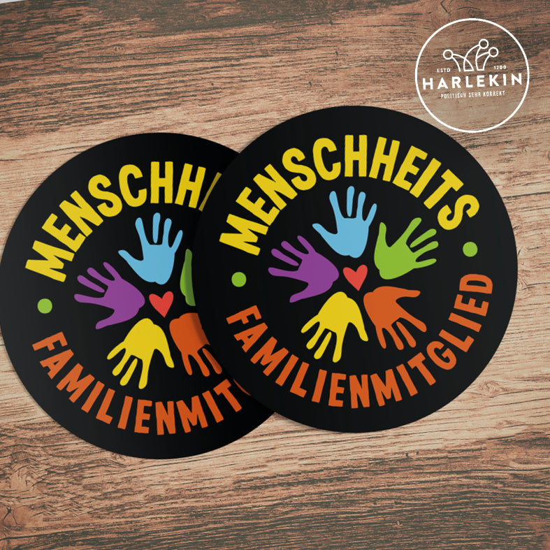 GROSSE STICKER / AUFKLEBER • MENSCHHEITS-FAMILIENMITGLIED (10 STK.)-HARLEKINSHOP