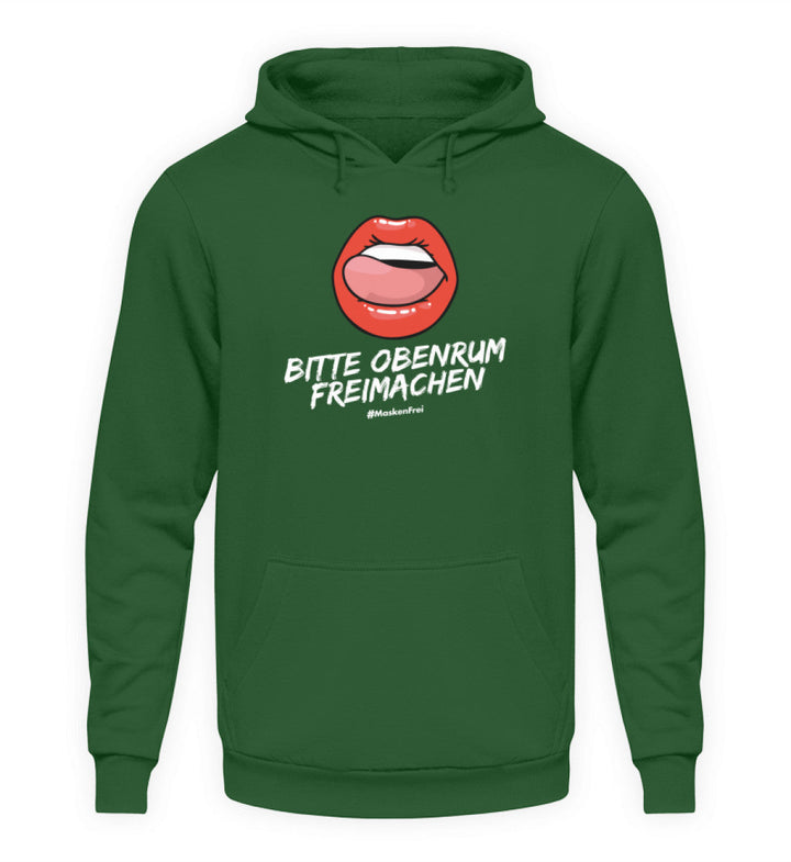 HOODIE MÄDELS • BITTE OBENRUM FREIMACHEN / #MASKENFREI-HARLEKINSHOP