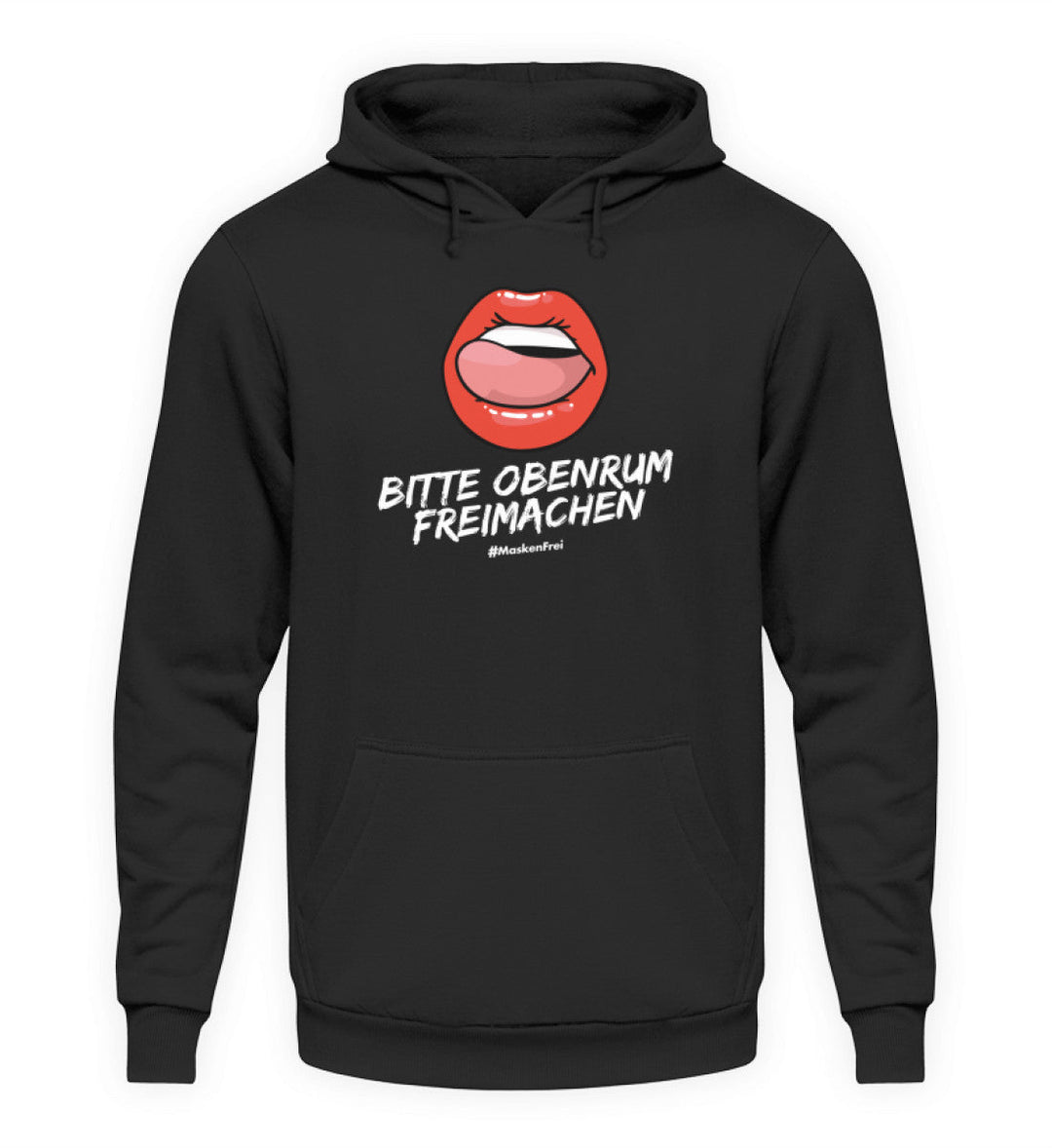 HOODIE MÄDELS • BITTE OBENRUM FREIMACHEN / #MASKENFREI-HARLEKINSHOP