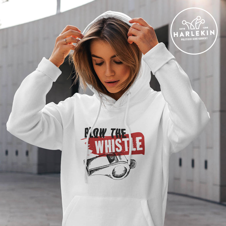 HOODIE MÄDELS • FREE ASSANGE / BLOW THE WHISTLE - HELL-HARLEKINSHOP