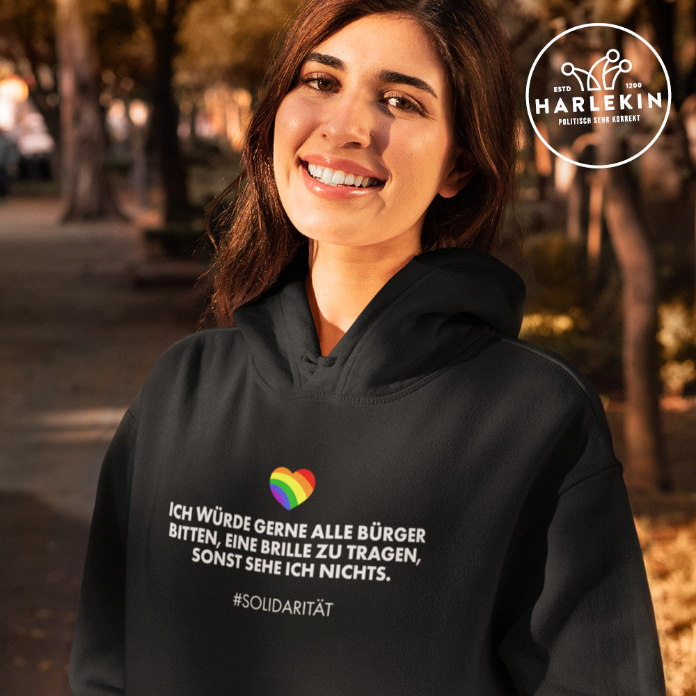 HOODIE MÄDELS • SOLIDARITÄT: BRILLENPFLICHT-HARLEKINSHOP