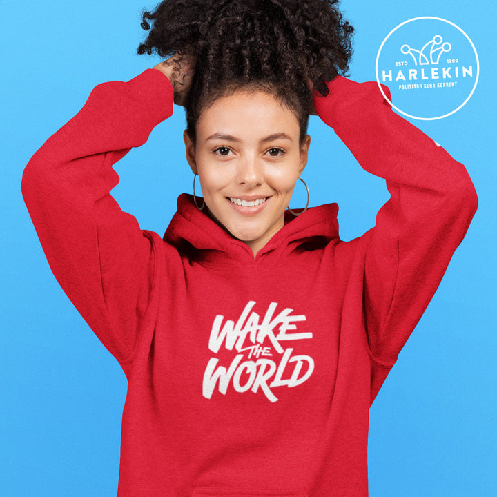HOODIE MÄDELS • WAKE THE WORLD - DUNKEL-HARLEKINSHOP