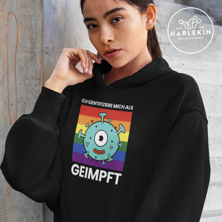HOODIEKLEID MÄDELS • ICH IDENTIFIZIERE MICH ALS GEIMPFT-HARLEKINSHOP