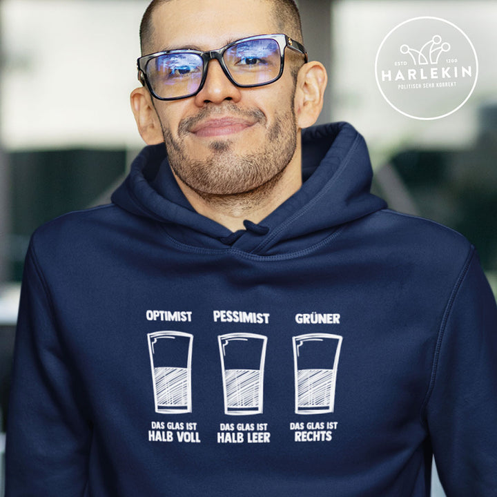 HOODIE BUBEN • DAS GLAS - OPTIMIST / PESSIMIST / GRÜNER