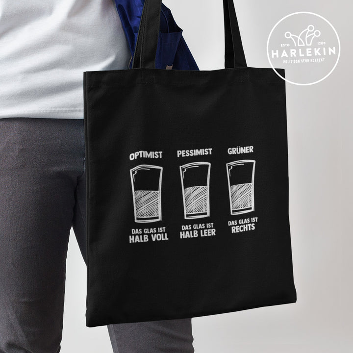 STOFFTASCHE • DAS GLAS - OPTIMIST / PESSIMIST / GRÜNER