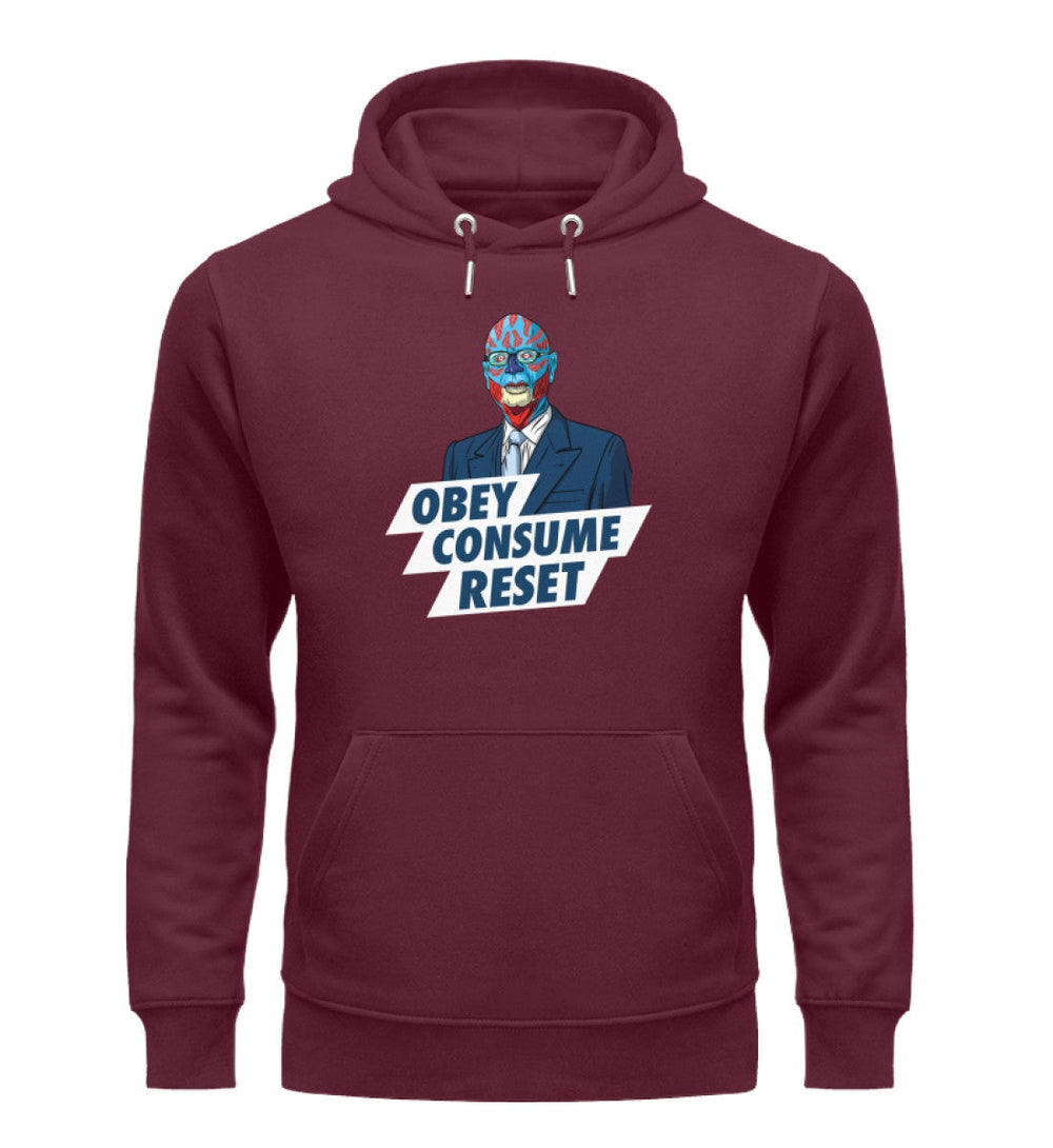 ORGANIC HOODIE MÄDELS • KLAUS: OBEY CONSUME RESET-HARLEKINSHOP