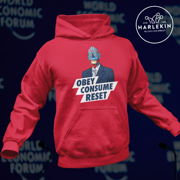 ORGANIC HOODIE MÄDELS • KLAUS: OBEY CONSUME RESET-HARLEKINSHOP