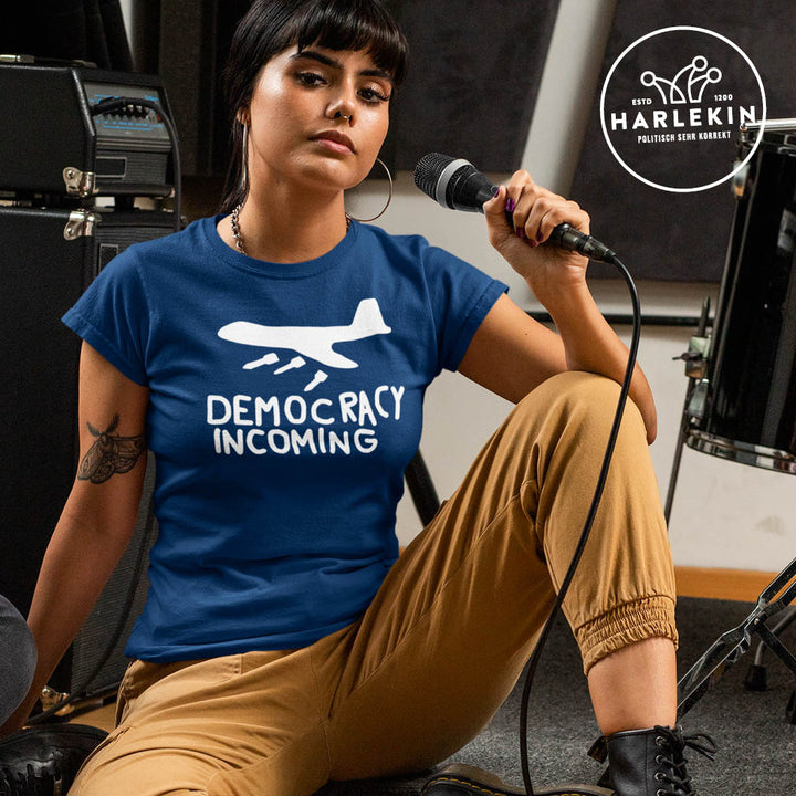 ORGANIC SHIRT MÄDELS • DEMOCRACY INCOMING - DUNKEL-HARLEKINSHOP