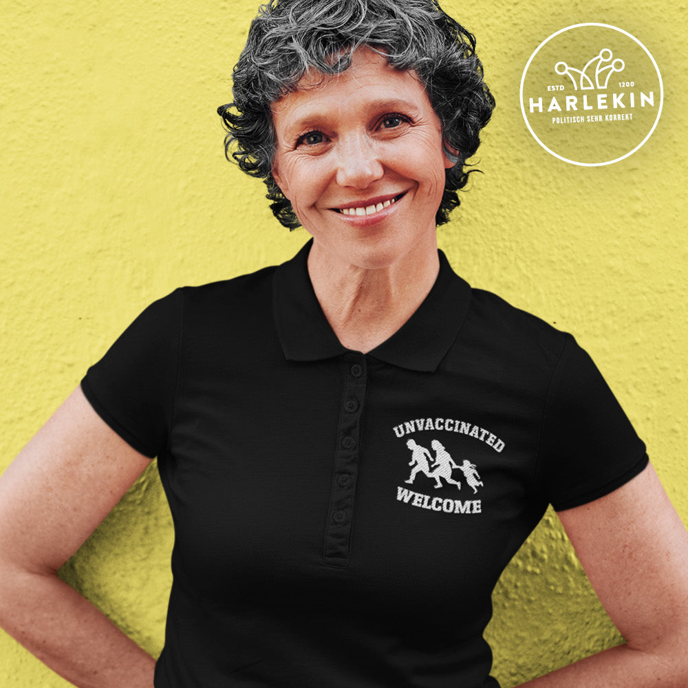 POLOSHIRT MÄDELS / EDLER STICK • UNVACCINATED WELCOME-HARLEKINSHOP