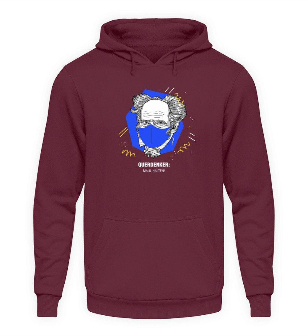 QUERDENKER: MAUL HALTEN HOODIE BUBEN • ARTHUR SCHOPENHAUER-HARLEKINSHOP