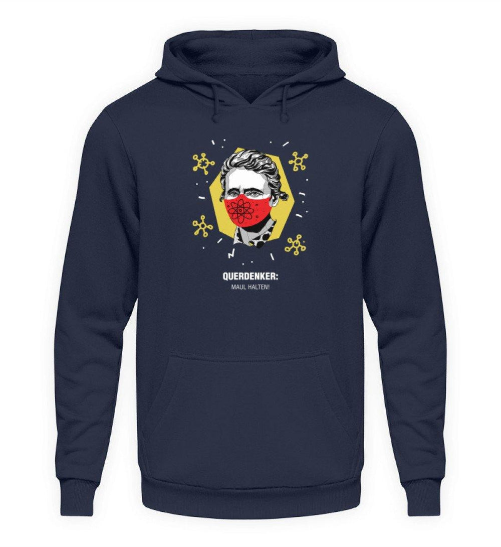 QUERDENKER: MAUL HALTEN HOODIE BUBEN • MARIE CURIE-HARLEKINSHOP