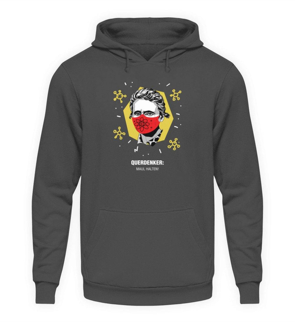 QUERDENKER: MAUL HALTEN HOODIE BUBEN • MARIE CURIE-HARLEKINSHOP