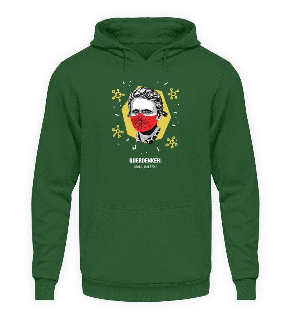 QUERDENKER: MAUL HALTEN HOODIE BUBEN • MARIE CURIE-HARLEKINSHOP