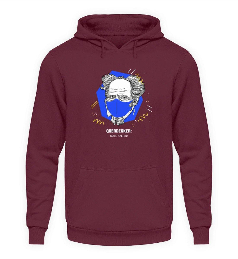 QUERDENKER: MAUL HALTEN HOODIE MÄDELS • ARTHUR SCHOPENHAUER-HARLEKINSHOP
