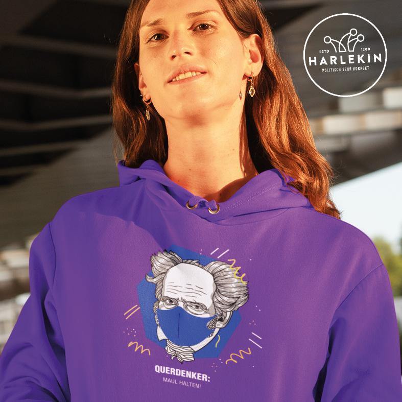 QUERDENKER: MAUL HALTEN HOODIE MÄDELS • ARTHUR SCHOPENHAUER-HARLEKINSHOP