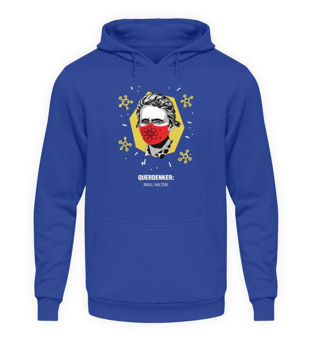QUERDENKER: MAUL HALTEN HOODIE MÄDELS • MARIE CURIE-HARLEKINSHOP