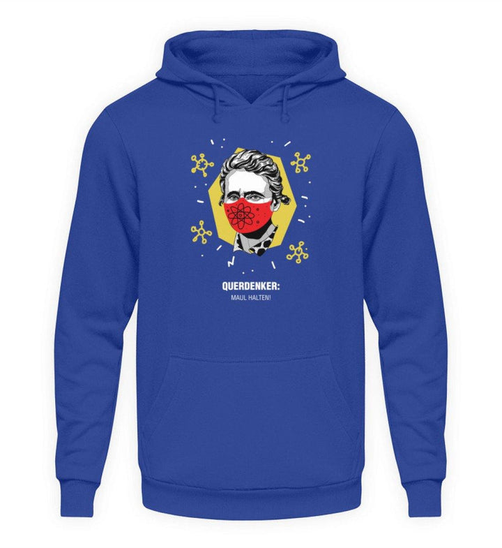 QUERDENKER: MAUL HALTEN HOODIE MÄDELS • MARIE CURIE-HARLEKINSHOP