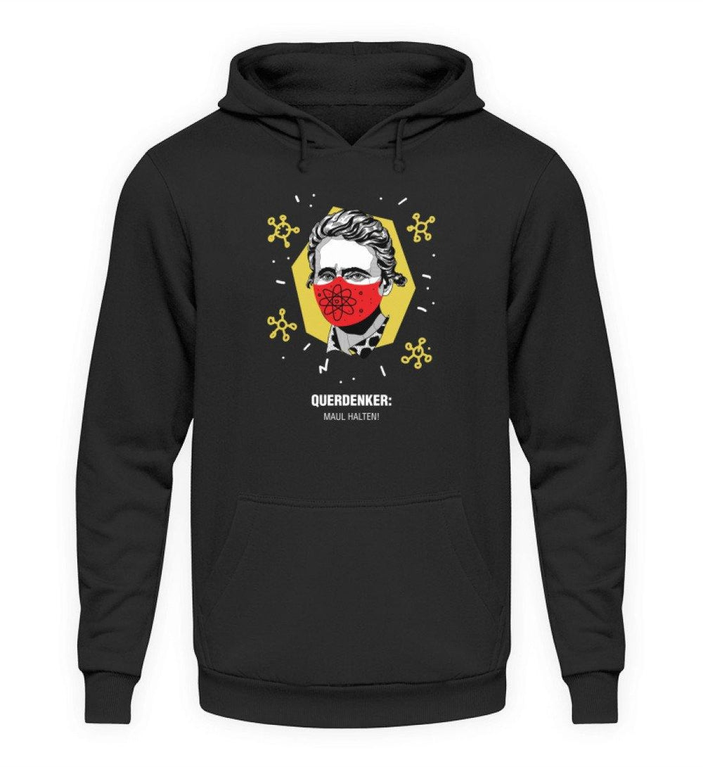 QUERDENKER: MAUL HALTEN HOODIE MÄDELS • MARIE CURIE-HARLEKINSHOP
