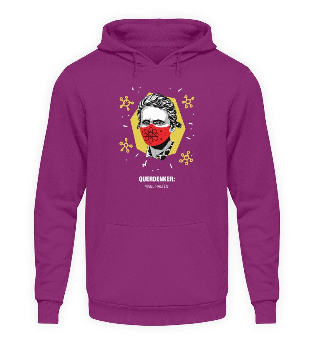 QUERDENKER: MAUL HALTEN HOODIE MÄDELS • MARIE CURIE-HARLEKINSHOP