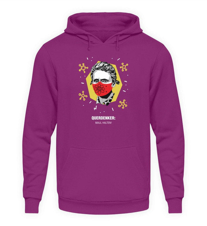 QUERDENKER: MAUL HALTEN HOODIE MÄDELS • MARIE CURIE-HARLEKINSHOP
