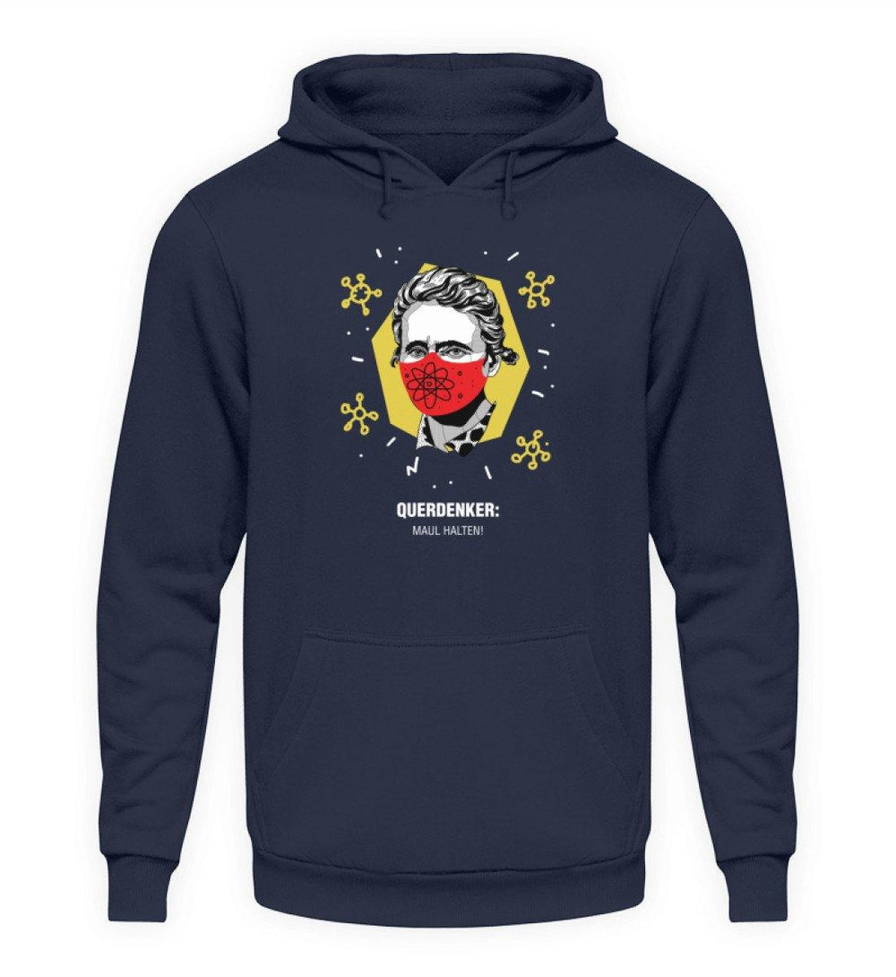 QUERDENKER: MAUL HALTEN HOODIE MÄDELS • MARIE CURIE-HARLEKINSHOP