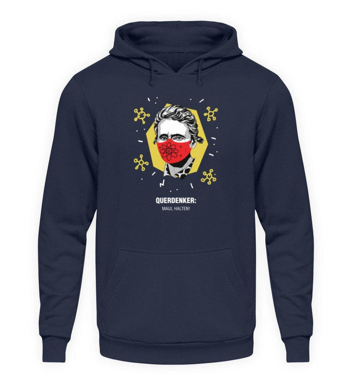 QUERDENKER: MAUL HALTEN HOODIE MÄDELS • MARIE CURIE-HARLEKINSHOP