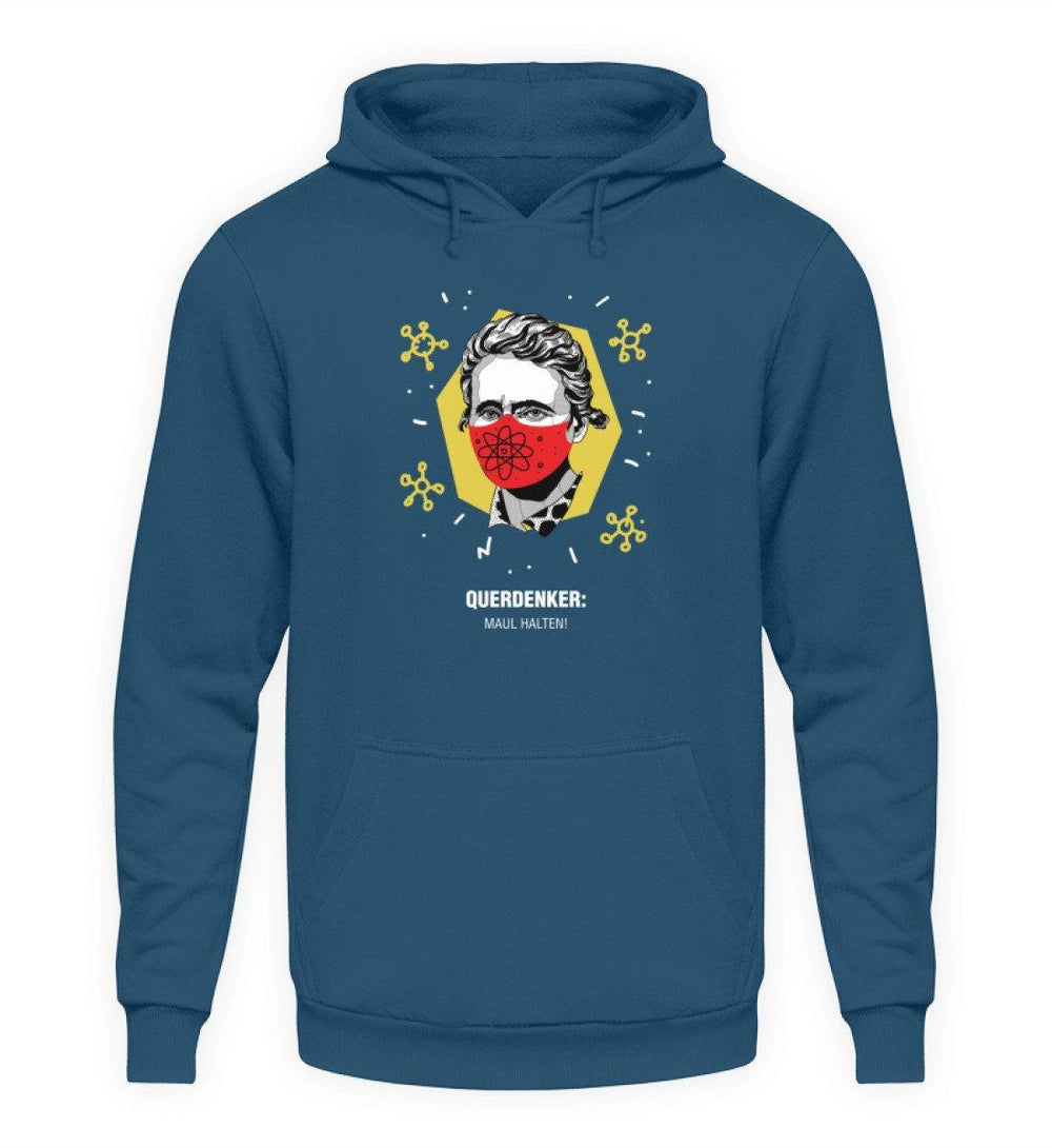 QUERDENKER: MAUL HALTEN HOODIE MÄDELS • MARIE CURIE-HARLEKINSHOP