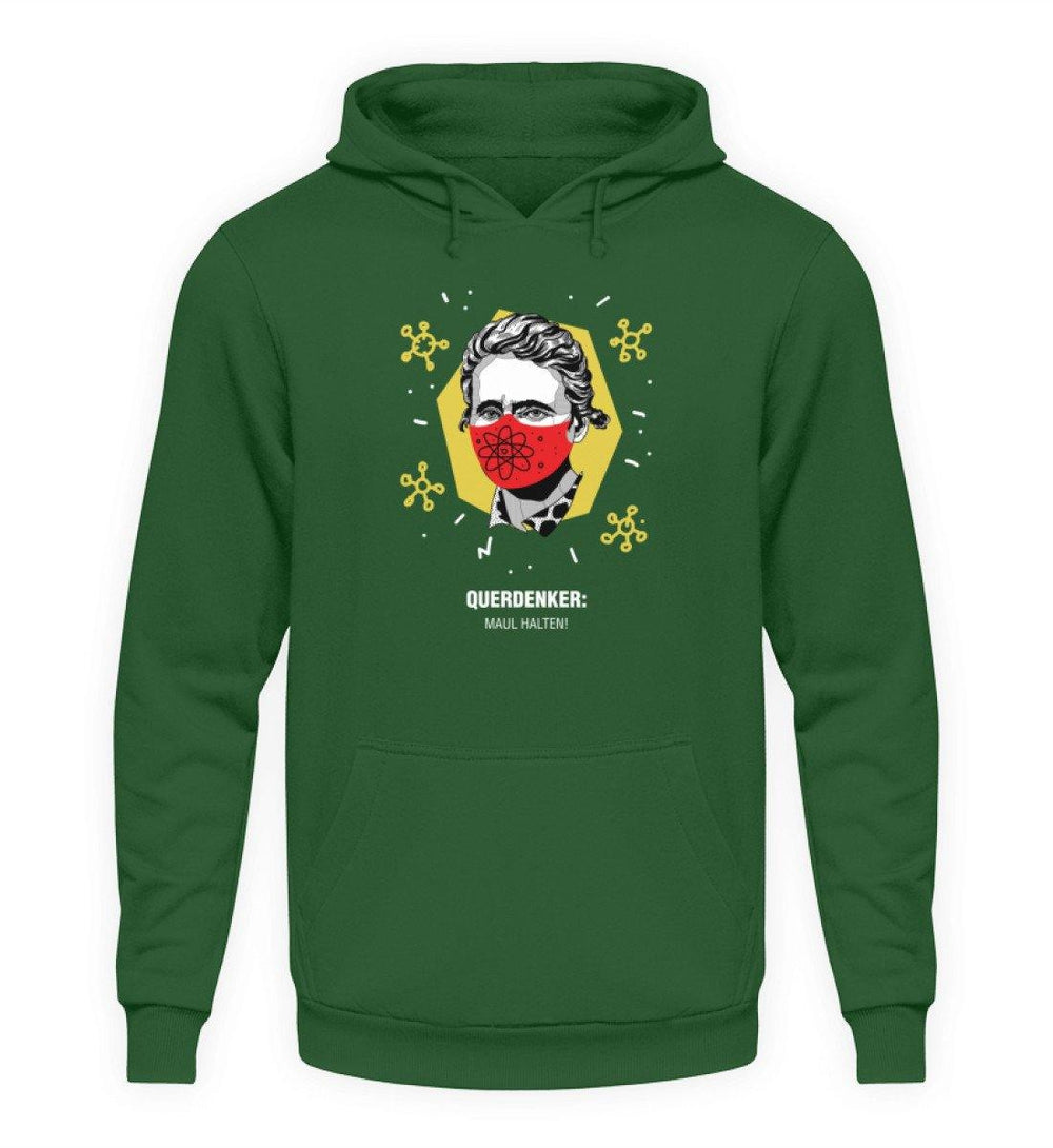 QUERDENKER: MAUL HALTEN HOODIE MÄDELS • MARIE CURIE-HARLEKINSHOP