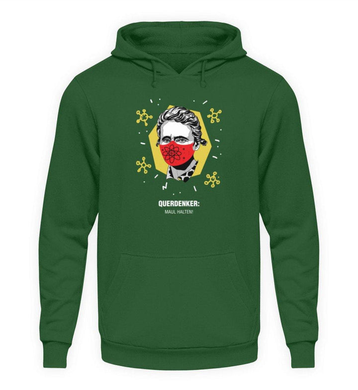 QUERDENKER: MAUL HALTEN HOODIE MÄDELS • MARIE CURIE-HARLEKINSHOP