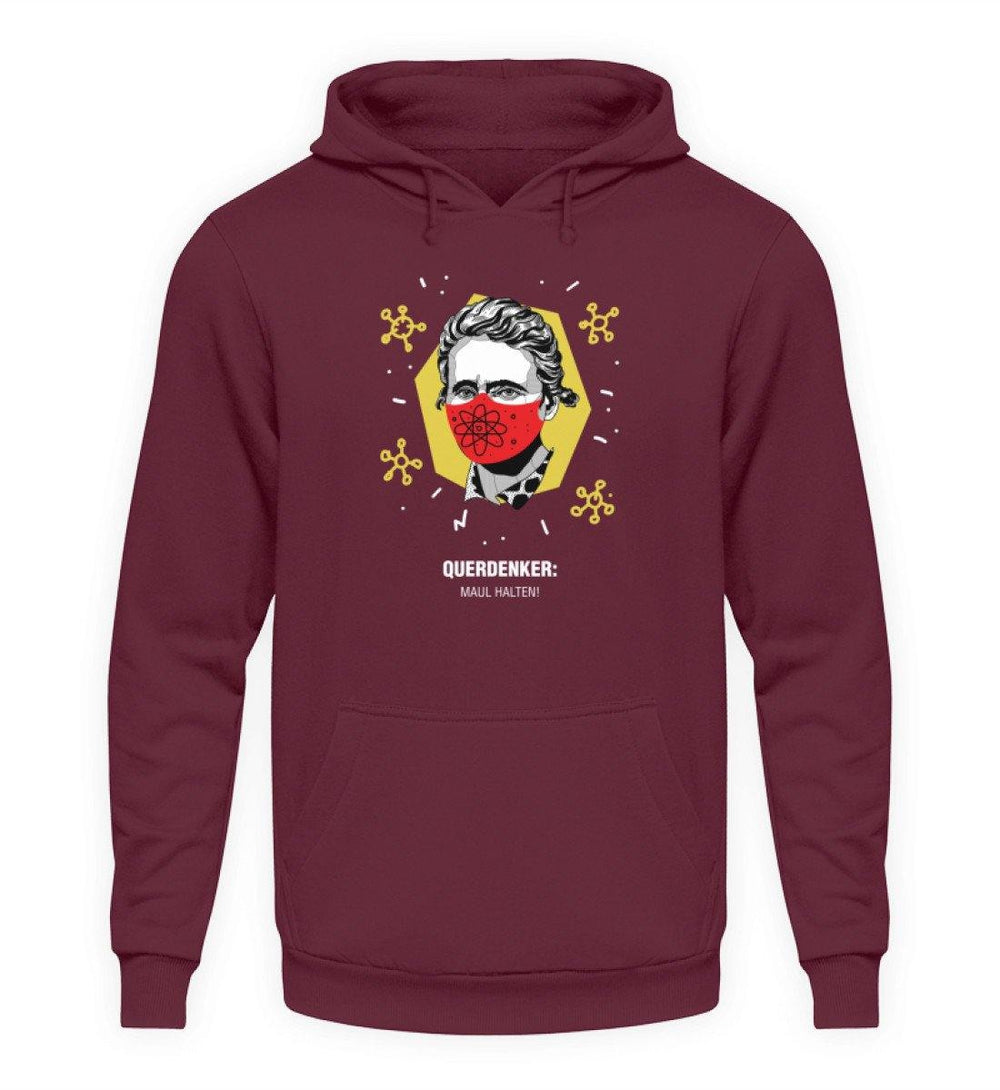 QUERDENKER: MAUL HALTEN HOODIE MÄDELS • MARIE CURIE-HARLEKINSHOP