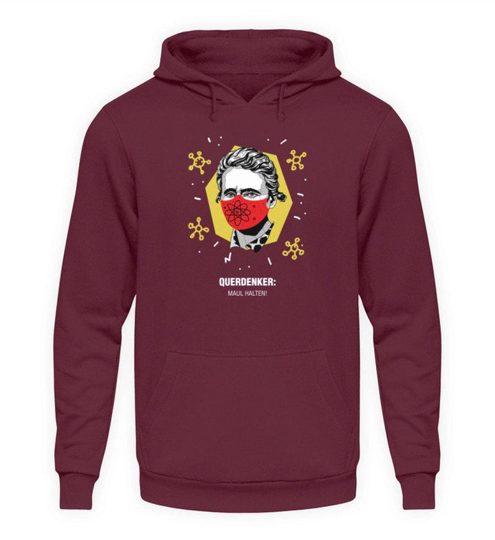 QUERDENKER: MAUL HALTEN HOODIE MÄDELS • MARIE CURIE-HARLEKINSHOP