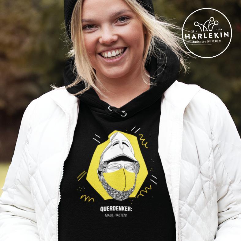 QUERDENKER: MAUL HALTEN HOODIE MÄDELS • PERIKLES-HARLEKINSHOP