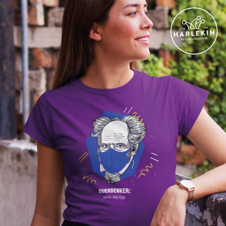 QUERDENKER: MAUL HALTEN ORGANIC SHIRT MÄDELS • ARTHUR SCHOPENHAUER-HARLEKINSHOP