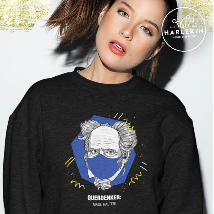 QUERDENKER: MAUL HALTEN SWEATER MÄDELS • ARTHUR SCHOPENHAUER-HARLEKINSHOP