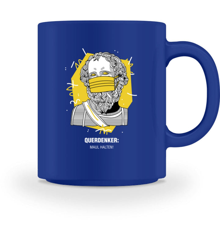 QUERDENKER: MAUL HALTEN TASSE • ARCHIMEDES-HARLEKINSHOP