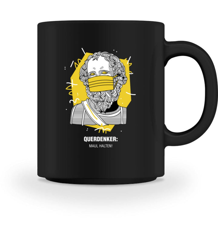 QUERDENKER: MAUL HALTEN TASSE • ARCHIMEDES-HARLEKINSHOP