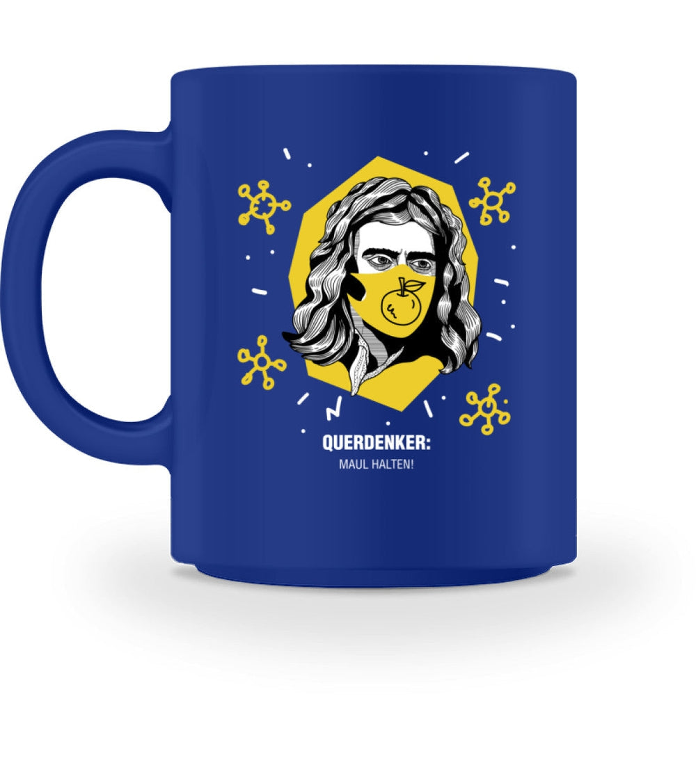 QUERDENKER: MAUL HALTEN TASSE • ISAAC NEWTON-HARLEKINSHOP