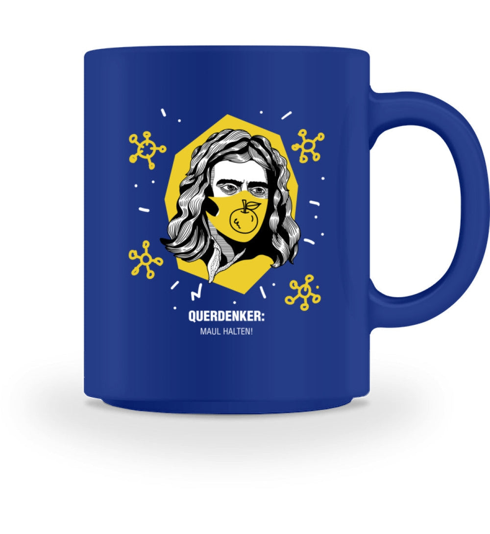QUERDENKER: MAUL HALTEN TASSE • ISAAC NEWTON-HARLEKINSHOP