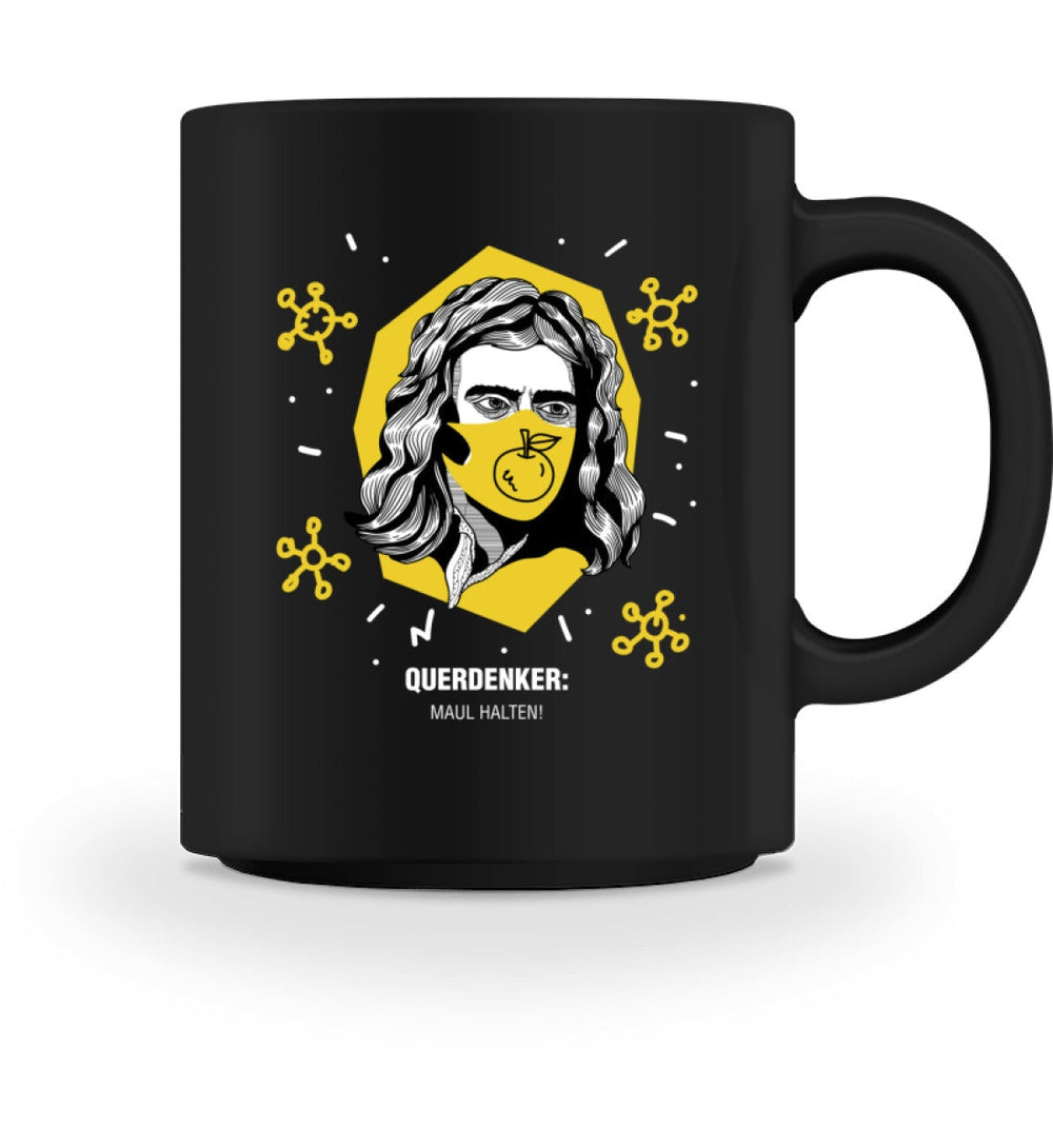 QUERDENKER: MAUL HALTEN TASSE • ISAAC NEWTON-HARLEKINSHOP