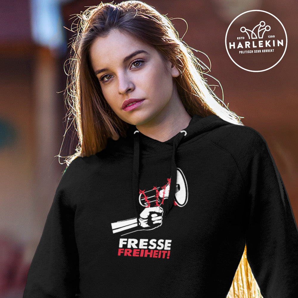 QUERLEUGNER HOODIE MÄDELS • FRESSEFREIHEIT / MEGAPHON-HARLEKINSHOP