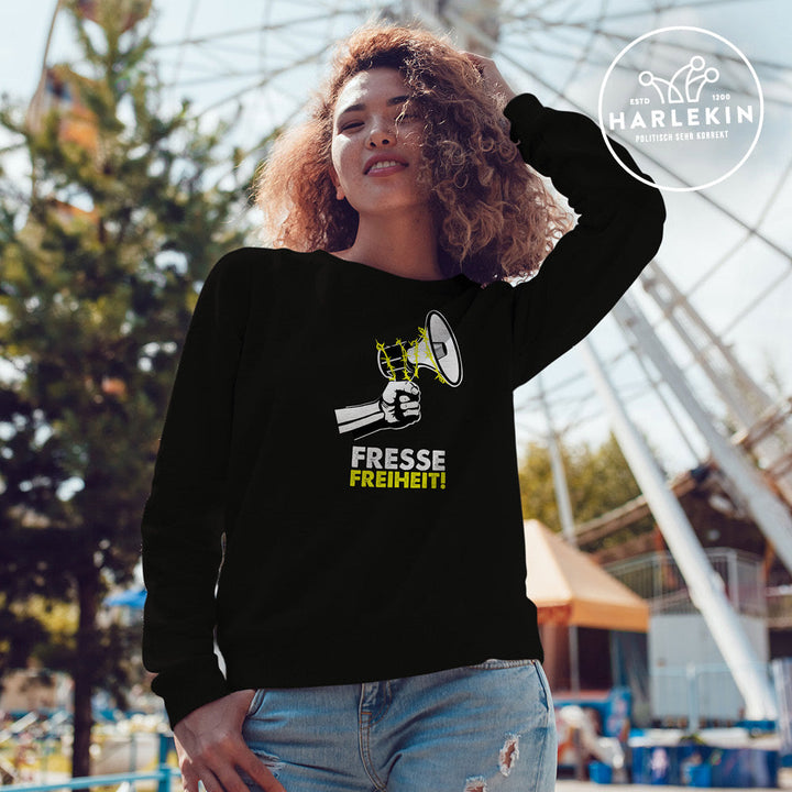 QUERLEUGNER ORGANIC SWEATER MÄDELS • FRESSEFREIHEIT / MEGAPHON-HARLEKINSHOP